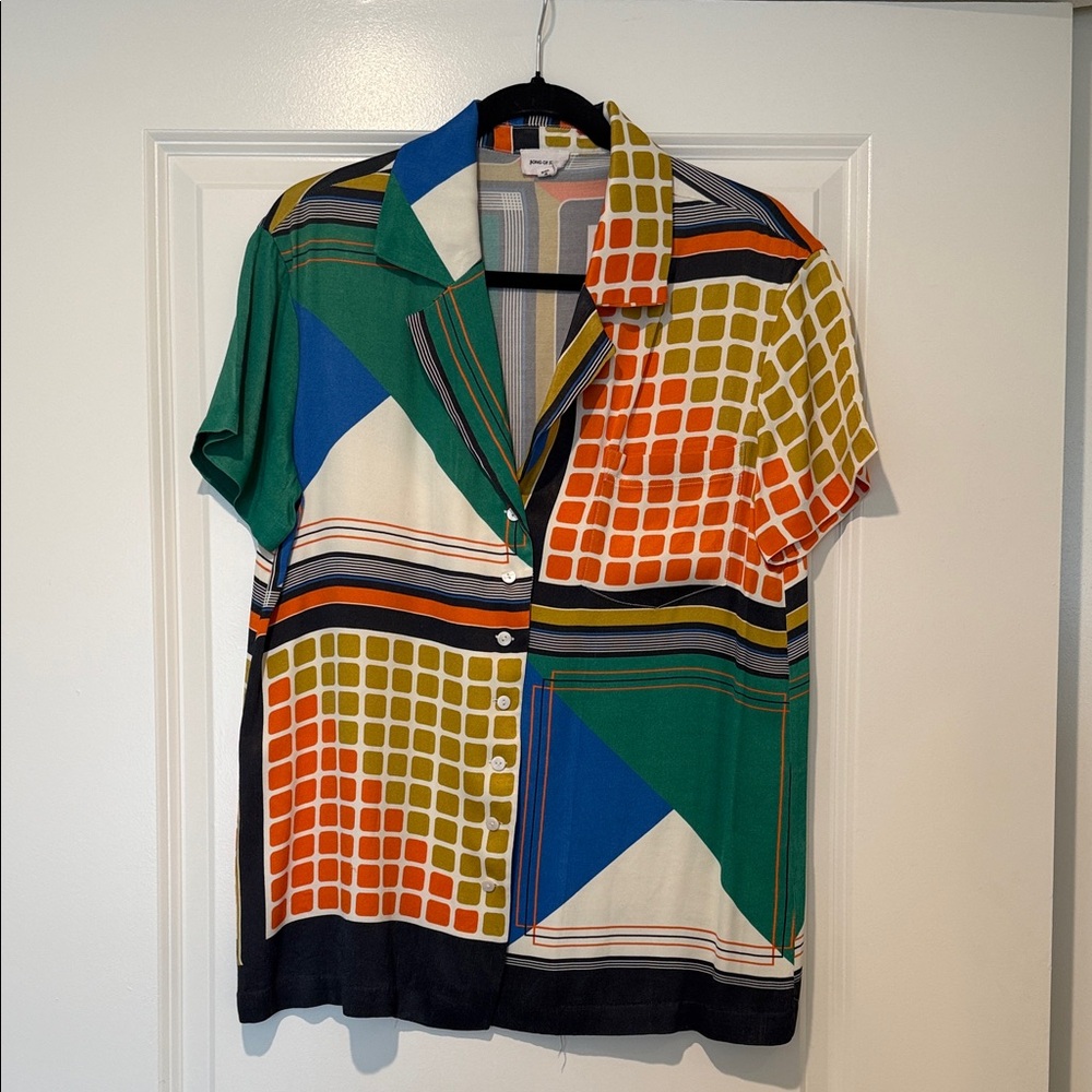 Song of Style Multicolor Geometric Button Down Shirt — part of matching set